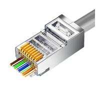 ZOERAX Paquete de 100 conectores modulares RJ45 Cat5e blindados RJ45 para cable Ethernet FTP/STP sólido o trenzado