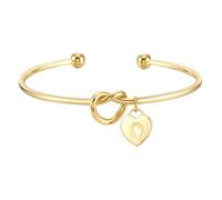 ZOERAY Pulsera Mujer Plata Oro Impermeable 18K Dorado Pulsera Personalizada Amor Corazón Nudo con Letras A-Z Colgante Ajustable Pulseras para Parejas Amistad Joyería Regalos Mujeres Niñas Freundin