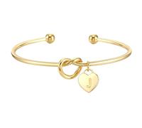 ZOERAY Pulsera Mujer Plata Oro Impermeable 18K Dorado Pulsera Personalizada Amor Corazón Nudo con Letras A-Z Colgante Ajustable Pulseras para Parejas Amistad Joyería Regalos Mujeres Niñas Freundin