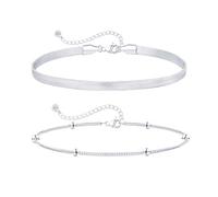 ZOERAY Tobillera de Plata 925 Para Mujer Tobilleras Bañada en Oro 18K Bohemias Ajustable con Capas de Corazón Pulsera Tobillera con Cuentas Impermeables Joyería Regalos de Playa Para Mujer Niñas