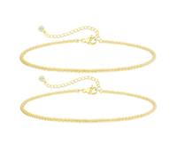 ZOERAY Tobillera de Plata 925 Para Mujer Tobilleras Bañada en Oro 18K Bohemias Ajustable con Capas de Corazón Pulsera Tobillera con Cuentas Impermeables Joyería Regalos de Playa Para Mujer Niñas