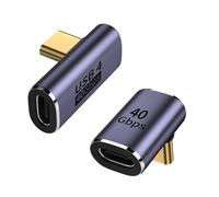 zoerbufan 2 Piezas Adaptador USB C de 90 Grados, Conector USB C Macho a USB 4 Hembra, PD100W de Carga rápida y 8K@60Hz 40Gbit para Steam Deck, Switch, MacBook Pro/Air, Tableta, Teléfono(T+F)
