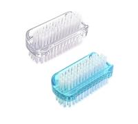 zoerbufan 2 Piezas Cepillo Uñas Manos de Doble Cara, Handle Grip Nail Brush, Nail Brush para Limpieza de Dedos y Uñas Manicura de Fregado(Transparente y Azul)