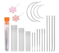 zoerbufan 29 Piezas Agujas de Coser a Mano, Agujas de Ojo Grande, Agujas de Cuero, Agujas Curvas, Múltiples Estilos para Reparación de Cuero