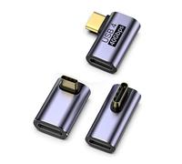 zoerbufan 3 Piezas Adaptador USB C de 90 Grados, Conector USB C Macho a USB 4 Hembra, PD100W de Carga rápida y 8K@60Hz 40Gbit para Steam Deck, Switch, MacBook Pro/Air, Tableta, Teléfono(L+F+T)