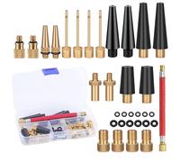 zoerbufan 33 Piezas Adaptador Valvula Bicicleta, Bike Valve Adapter DV/AV/SV con Caja de Almacenamiento, Aguja Inflar Balones, Bicycle Pump Adapter Set para Compresores, Bomba de Aire