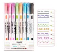 zoerbufan 8 Pcs Rotuladores de Resaltado de Curvas, Curve Highlighter Pen Set con 8 Formas De Curva Diferentes para álbumes de Recortes, Diarios, Notas, planificador, Calendario, Oficina