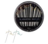 zoerbufan Agujas Ojo Grande para Coser a Mano en 6 Tamaños, Agujas de Cola de Oro con Caja de Almacenaje, Agujas para Bordar para Proyectos de Tejido a Mano, Bordado DIY (Negro)