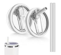 zoerbufan Tapa a Prueba de Fugas para Taza Stanley, [2 Piezas] Tapa De Repuesto para Taza Stanley De 40 Onzas con 2 Pajitas, Tapas De Taza Reutilizables, Stanley Accesorios Cup (Blanco)