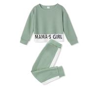 ZOEREA 2 Piezas Chandal Niña Conjunto, Conjuntos y conjuntos de ropa para niñas, Infantil Algodon Mangas Largas Sudadera y Pantalones de Chandal,Verde,4-5 Años
