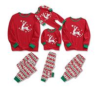 ZOEREA Navidad Familia Pijamas Conjunto de Ropa Reno Cuadros Top y Pantalon para Hombre Mujer Niños Pijama de Dormir Larga de Navidad Ropa de Casa Rojo, S-Mujer