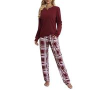 ZOEREA Pijamas Mujer Invierno de Algodón Conjunto de Pijama Manga Larga Ropa de Dormir para Mujer 2 Piezas con Bolsillo Suave para el Hogar Rosa, S