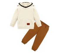 ZOEREA Ropa para Bebé Niño 2 Piezas Chándal Sudadera con Capucha de Manga Larga Pantalones Elásticos Tops Sudadera Conjuntos 12M-5 Años, beige, 3-4 Years