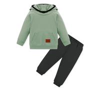 ZOEREA Ropa para bebé niño, 2 piezas, sudadera de manga larga con capucha y pantalones elásticos, trajes de 12 meses a 5 años, verde, 12-18 meses