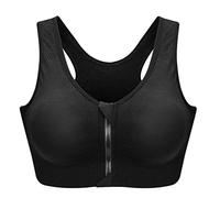 ZOEREA Sujetador Cierre Delantero Deportivo para Mujer Gimnasio Ropa con Almohadillas Extraíbles para Correr Sin Costuras Yoga Fitness Negro,M