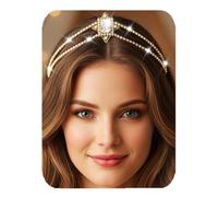 Zoestar Coronas y tiaras de boda para novia, diademas de novia de cristal dorado, tocados de boda con diamantes de imitación para mujer