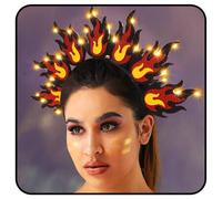 Zoestar Diadema de fuego con luz LED, llamas rojas, fuegos brillantes, tocado de carnaval, festival, disfraz, accesorios para el cabello para mujer