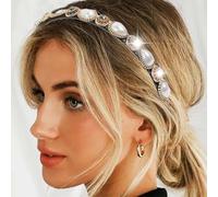 Zoestar Diadema vintage con perlas de gota de agua para el cabello barroco con diamantes de imitación de fiesta, festival, aro para el pelo para mujeres y niñas, 1 pieza