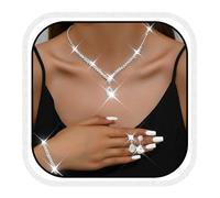 Zoestar Juego de joyas de boda para novia, collar y aretes de diamantes de imitación, conjunto de joyería formal para mujer, talla única, /, No es una piedra preciosa