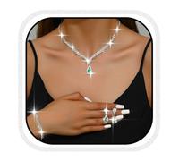 Zoestar Juego de joyas de boda para novia, collar y aretes de diamantes de imitación, conjunto de joyería formal para mujer, talla única, /, No es una piedra preciosa