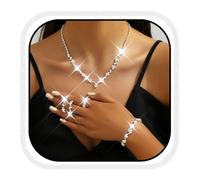 Zoestar Juego de joyas para novia, collar de diamantes de imitación, 5 piezas, collares de novia de cristal brillante, joyería formal para mujer, talla única, /, No es una piedra preciosa