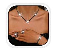 Zoestar Juego de joyas para novia, collar de diamantes de imitación, 5 piezas, collares de novia de cristal brillante, joyería formal para mujer, talla única, /, No es una piedra preciosa