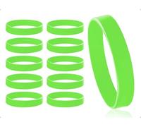 ZoeTekway 10 piezas pulseras, pulsera de silicona vacía simple, pulsera deportiva para hombres, mujeres y niños, para fitness, correr, fiestas, actividades deportivas en equipo (verde, 202*12*1,9 mm)