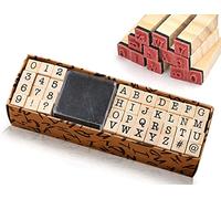 ZoeTekway 40 piezas de sellos de letras, alfabeto de madera sellos de letras, números y símbolos, con almohadilla de sellos, para scrapbooking arte artesanía tarjeta de decisiones