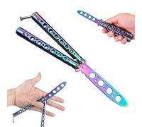 ZoeTekway Butterfly Trainer, Cuchillo de Práctica Mariposa Arco Iris sin Hoja Afilada, Cuchillo Seguro sin Hoja Afilada para Principiantes Movimientos de Mano, Ejercitar Habilidades de Volteo