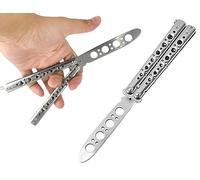 ZoeTekway Cuchillo de mariposa entrenador Cuchillo de mariposa con placa roma para movimientos de manos de principiantes, habilidades de ejercicio de giro (plateado)