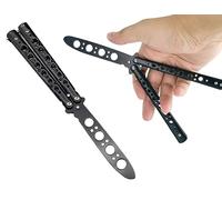 ZoeTekway Cuchillo mariposa entrenador cuchillo mariposa con placa roma para principiantes movimientos de mano, ejercicio de habilidades de giro (negro)