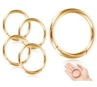 ZoeTekway Pack de 4 mosquetones,mosquetones grandes de aleación de zinc,junta tórica muy robusta,hebilla de llavero,accesorios de cierre de repuesto,para llaveros,bolsos,joyas(48 mm,dorado,redondo)