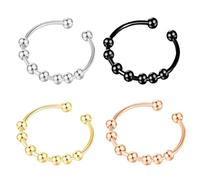 ZoeWei Anxiety Ring 4pcs Anti-Stress Fidget Ring Anillos giratorios con perlas, spinner abierto para mujer, aliviando los miedos de las niñas y las mujeres