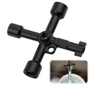 ZoeWei Llave multifunción de 4 vías, llave triangular, llave universal para armario, llave cruzada, para caja eléctrica de agua y gas, color negro