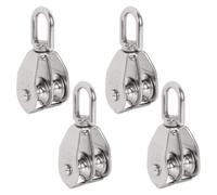 ZOEYES - Juego de 4 poleas de elevaci n M20 de acero inoxidable con gancho giratorio para gr a de alta resistencia y rodillo de polea doble