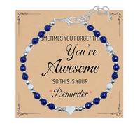 ZoeyShine Sunny Blue - Pulsera de cuentas para mujer, pulsera ajustable hecha a mano con dije de corazón, elegante diseño de plata y cuentas, regalo inspirador para mujeres, amigas o niñas cumpleaños