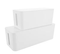 ZOFUN 2 cajas de cables para gestión de cables, caja de cables, caja de cables grande, caja organizadora de cables de 2 tamaños, caja de cables para guardar regletas, adaptadores de carga, cables