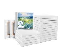ZOFUN Mini lienzo de 15 x 15 cm, 20 unidades de lienzo con bastidor, lienzo para pintar pequeños lienzos, lienzo blanco sobre bastidor, para artes y manualidades (blanco)