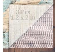 ZOFUN Rollo de estera antideslizante de 3 piezas, 1,2 x 2 m, fácil de cortar, tapete antideslizante de PVC con diseño hueco, base de alfombra antideslizante blanca para el hogar, oficina, piso, taller