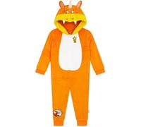Zog Pijama Niño, Dragon Pijama Mono con Capucha Y Orejas 3D, Pijamas Invierno Niño con Capucha, Mono Dragón Naranja 5-6 Años