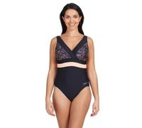 Zoggs Bañador de una Pieza con Espalda Cuadrada para Mujer, Negro/Coral, 62