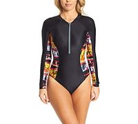 Zoggs Brimstone - Bañador de Manga Larga para Mujer, Mujer, 128319032, Negro/Multicolor, EU/DE 34