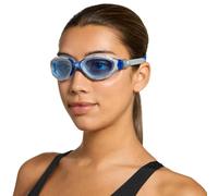 Zoggs Gafas de natación unisex Predator Flex antivaho con protección UV, lente curvada, junta de ajuste rápido, gris/azul, lentes tintadas azules, regulares