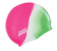 Zoggs Gorro de natación, Juventud Unisex, Rosa/Blanco/Verde, 6-14 años
