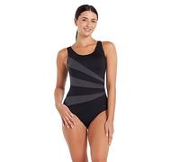 Zoggs Sandon Scoopback Bañador de Mujer - Bañador Reductor Vientre Plano, Copas de Espuma Fijas, Corte de Pierna Medio - Negro, Tejido Eco - Talla XXL, 107 cm de Pecho
