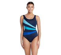 Zoggs Sandon Scoopback Bañador de Mujer - Bañador Reductor Vientre Plano, Copas de Espuma Fijas, Corte de Pierna Medio - Negro, Tejido Eco - Talla XXL, 107 cm de Pecho