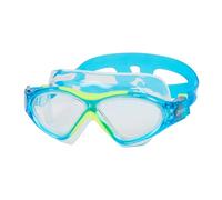Zoggs Super Seal - Máscara de natación para niños Aqua Lime Clear - Lente transparente antivaho con protección UV y correa ajustable | Máscara de natación para niños a prueba de fugas para piscina y