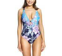 Zoggs Wild Rose Crossback Eco Traje de baño de una Pieza para Mujer, Mujer, 120620032, Azul/Multi, 32-Inch/UK 8