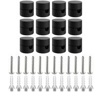 ZOHAR 12 pasadores de pared y techo de dos piezas, color negro, para cable textil, fijación al techo, columpio de mono, soporte de cable para lámpara DIY con tornillos y tacos