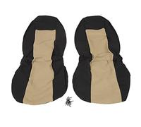 Zohisin 2pcs Car Cover Full Set Highback Integrated Seatbelt Red Premium Comfortable Mesh Cloth Sponge Material for Cars Traditional and Heated (Beige + Black)